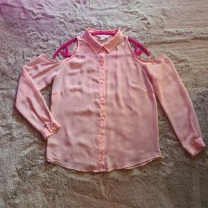 Forever21 cold shoulder chiffon blouse